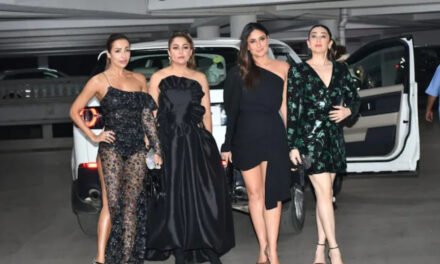 B’town popular girl gang Kareena Kapoor Khan, Karishma Kapoor Malaika Arora sizzle in Black at Ritesh’s bash for newly weds Farhan and Shibani